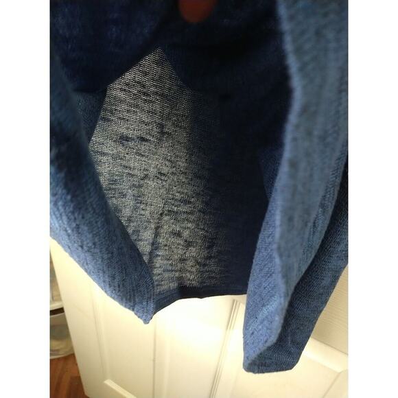 Style & Co Woman PL Blue V Neck Pullover 3/4 Fringe Sleeve Pullover Sweater - Picture 8 of 9